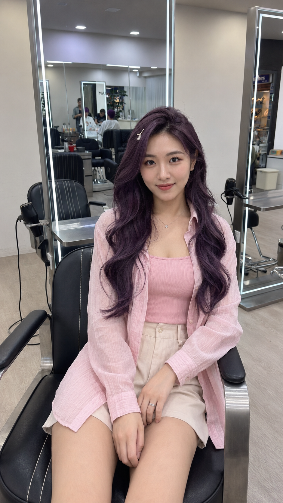Natural feather hair extension result at 3AM Hair Salon