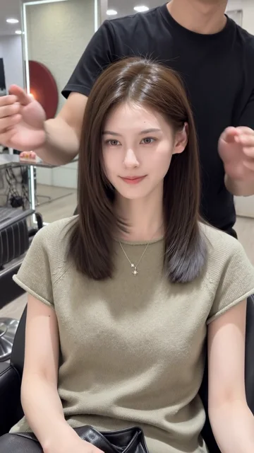 AI style reference · A shoulder-length brown look, with side movement and softly turned ends.