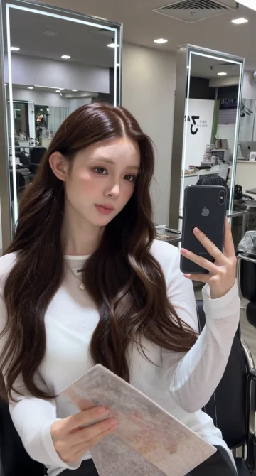 AI style reference · Deep-brown long waves with a visible S-shaped pattern through the lengths.