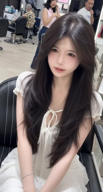 AI style reference · Dark long layers around the front and shoulders.