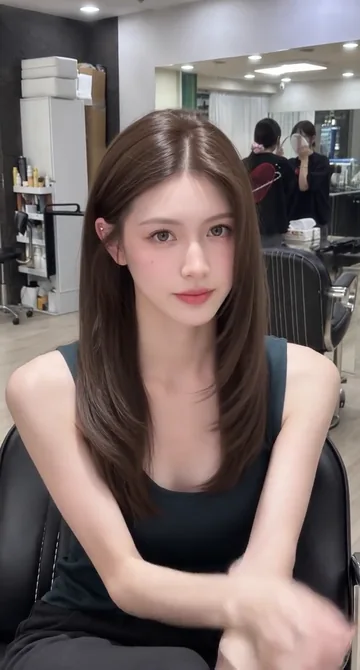 AI style reference · A brown side-parted shape with softly turned ends.