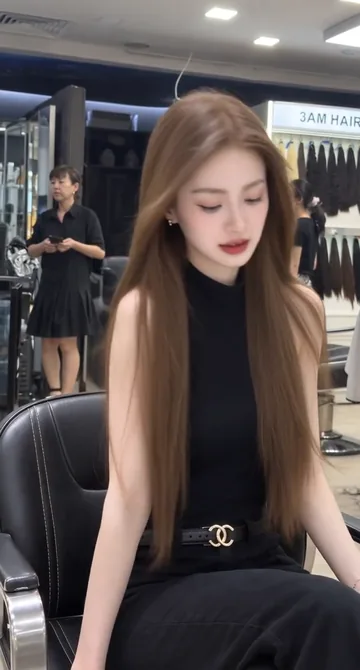 AI style reference · A muted-brown long-hair direction and a straighter finish.